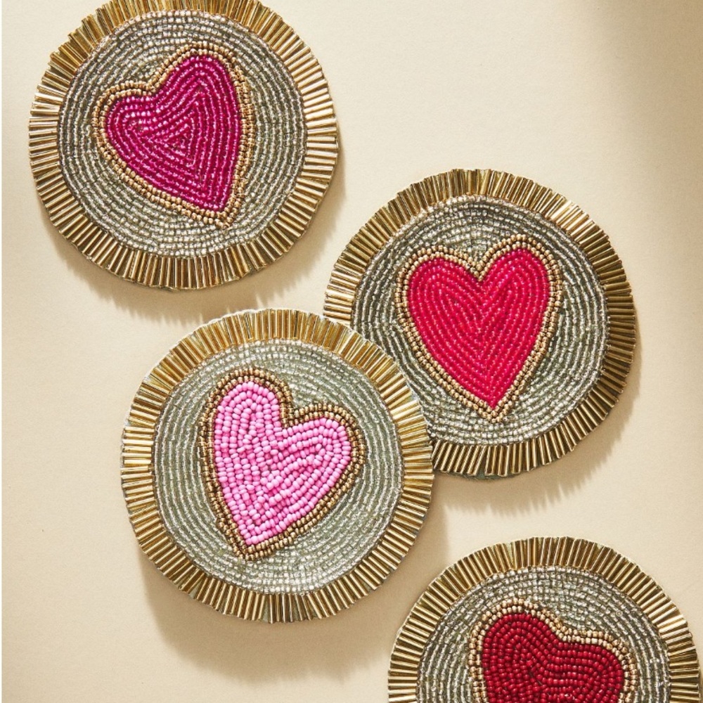 ♥️Joanna Buchanan Beaded Heart Coasters‎